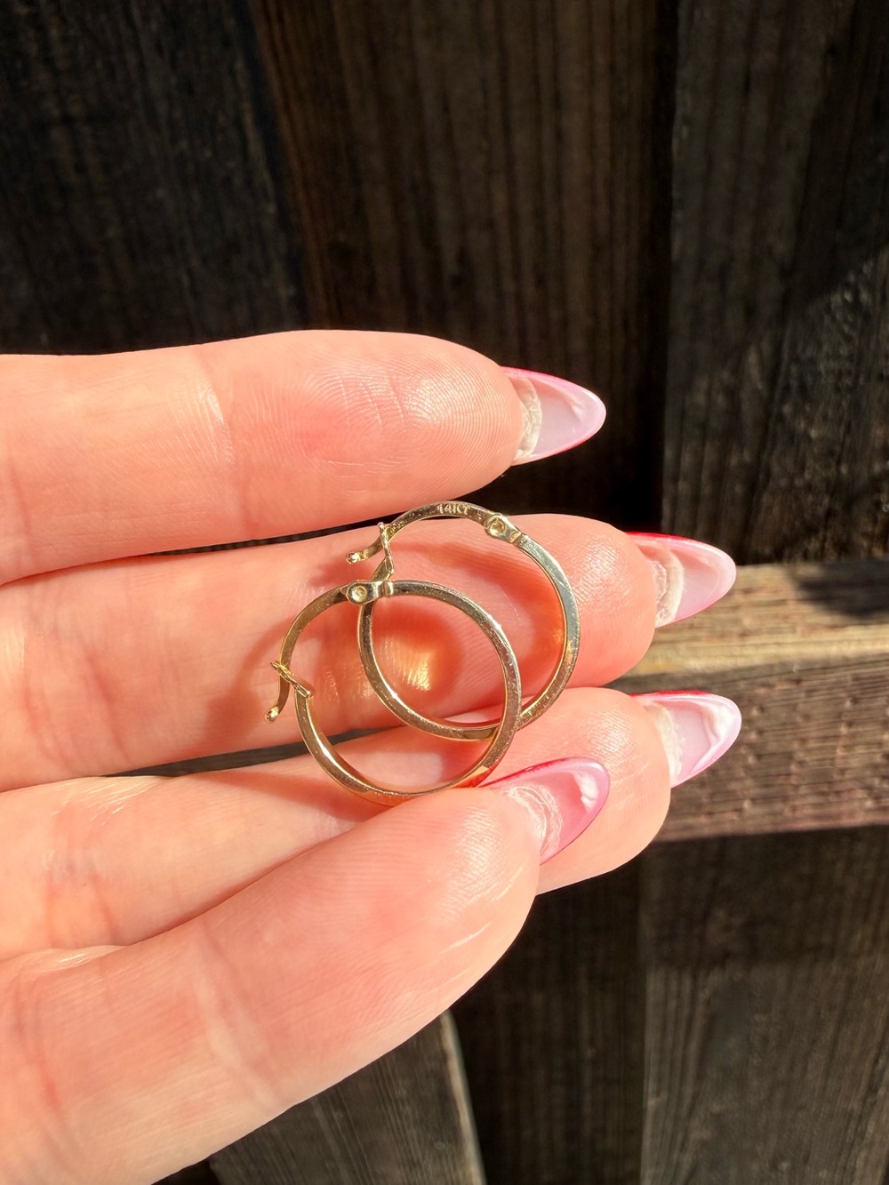 14k Gold Greek Key Hoop Earrings - Picture 6 of 7